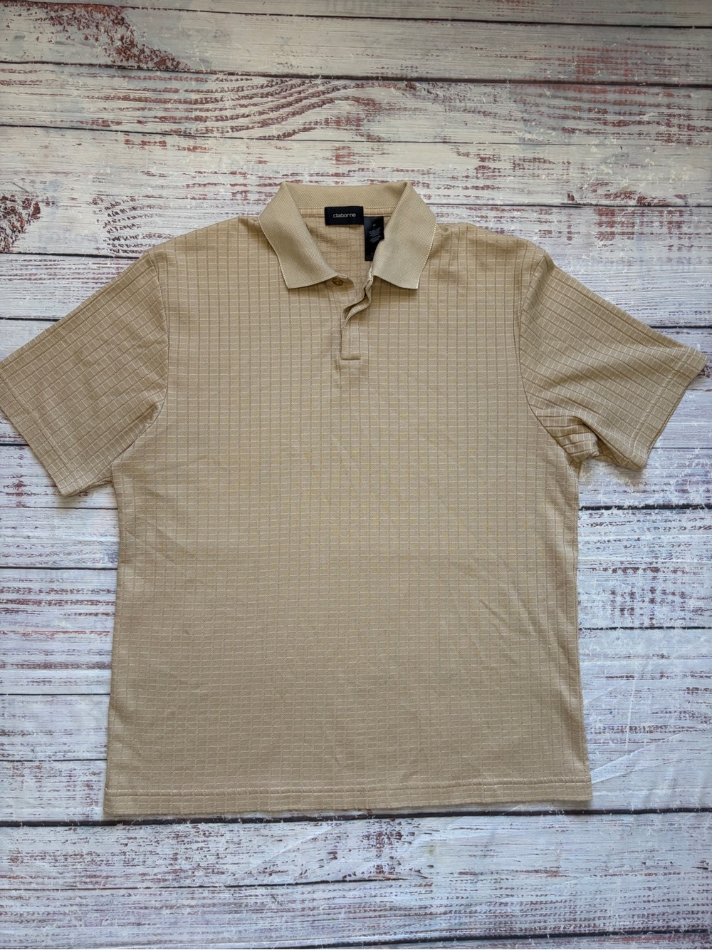 Claiborne Men's Tan Textured Polo Shirt